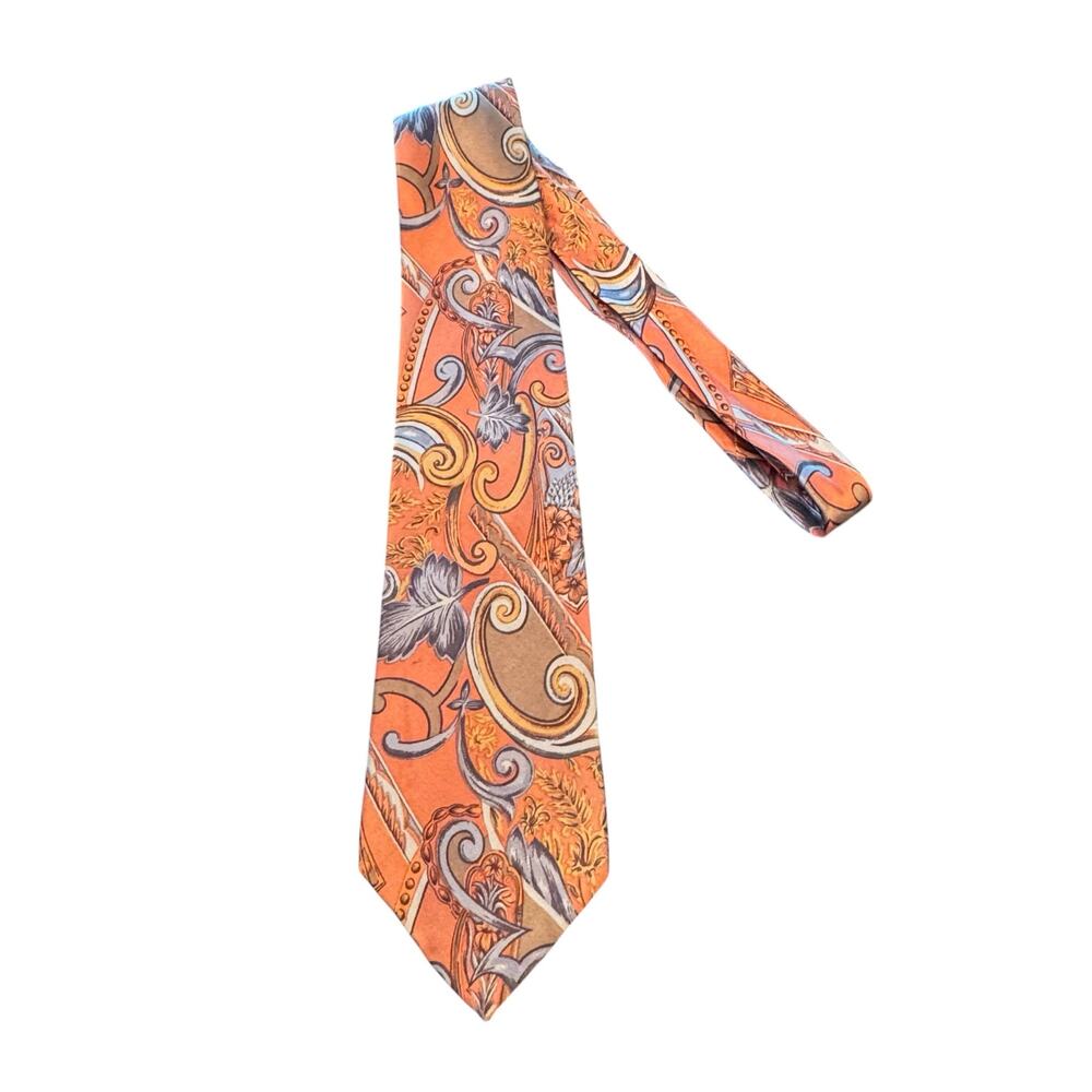 Vtg Christian Dior 100% Silk Woven in Italy Abstract Print Neck Tie Made in USA